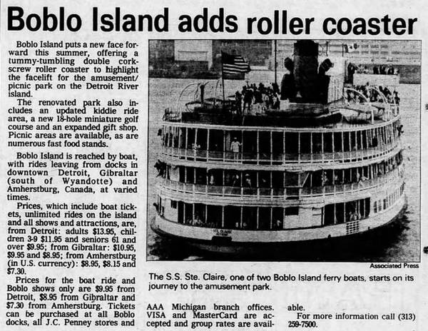 Bob-Lo Island - 1985 ARTICLE ON NEW ROLLERCOASTER
